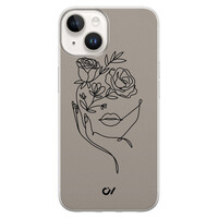 Casevibes iPhone 14 hoesje siliconen - Oneline Face Flower