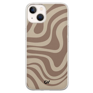 Casevibes iPhone 13 hoesje siliconen - Brown Abstract Waves