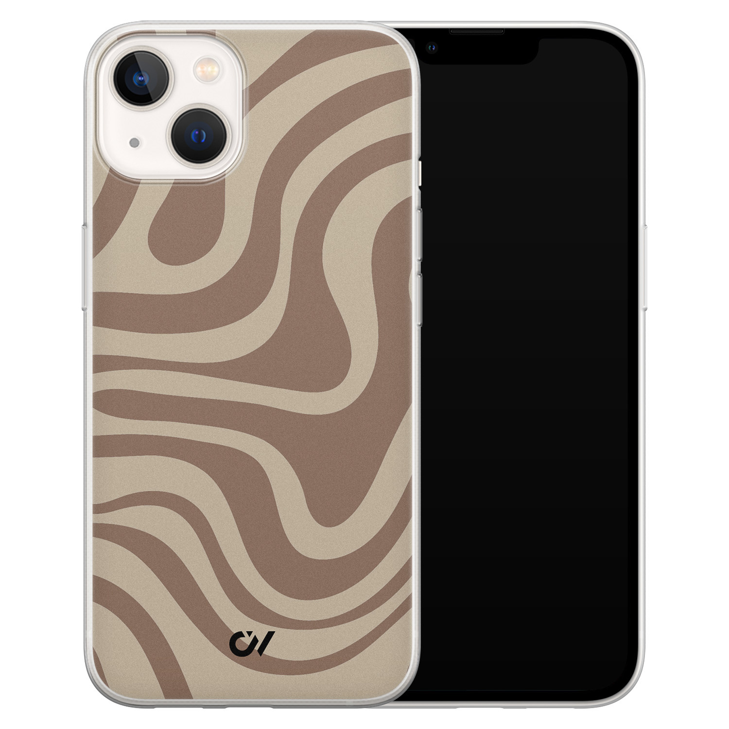 Casevibes iPhone 13 hoesje siliconen - Brown Abstract Waves