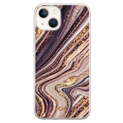Casevibes iPhone 13 hoesje siliconen - Golden Pink Marble