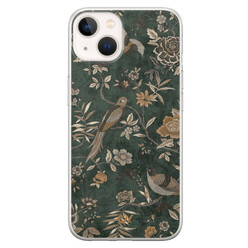 Casevibes iPhone 13 hoesje siliconen - Khaki Golden Flowers