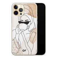 Casevibes iPhone 12 (Pro) hoesje siliconen - Line Art Girl