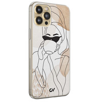 Casevibes iPhone 12 (Pro) hoesje siliconen - Line Art Girl