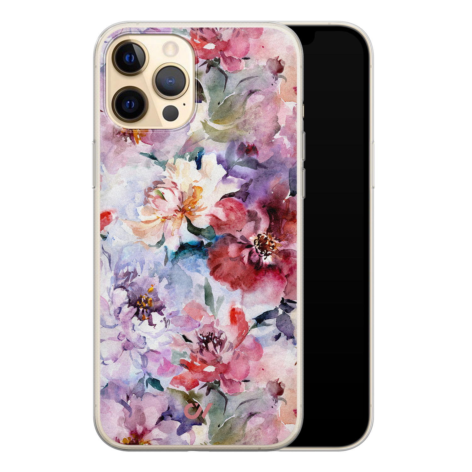 Casevibes iPhone 12 (Pro) hoesje siliconen - Bloemen Acryl