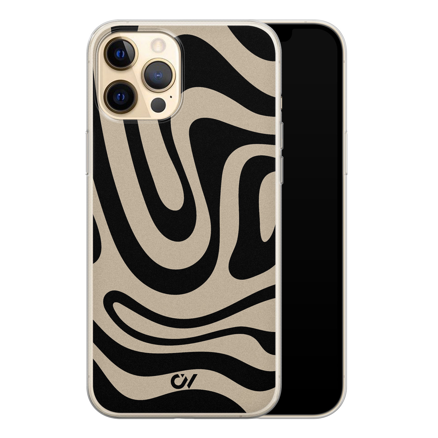 Casevibes iPhone 12 (Pro) hoesje siliconen - Abstract Black Waves