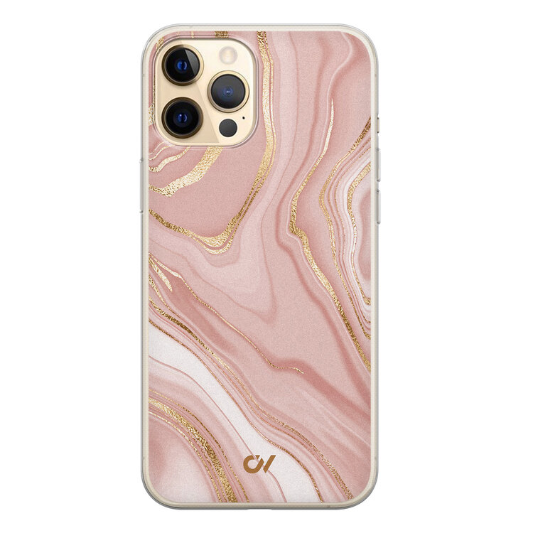 Casevibes iPhone 12 (Pro) hoesje siliconen - Rose Marble