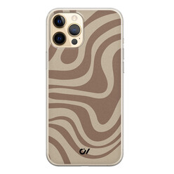 Casevibes iPhone 12 (Pro) hoesje siliconen - Brown Abstract Waves