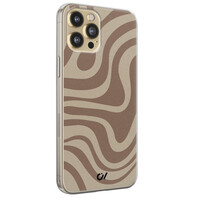 Casevibes iPhone 12 (Pro) hoesje siliconen - Brown Abstract Waves