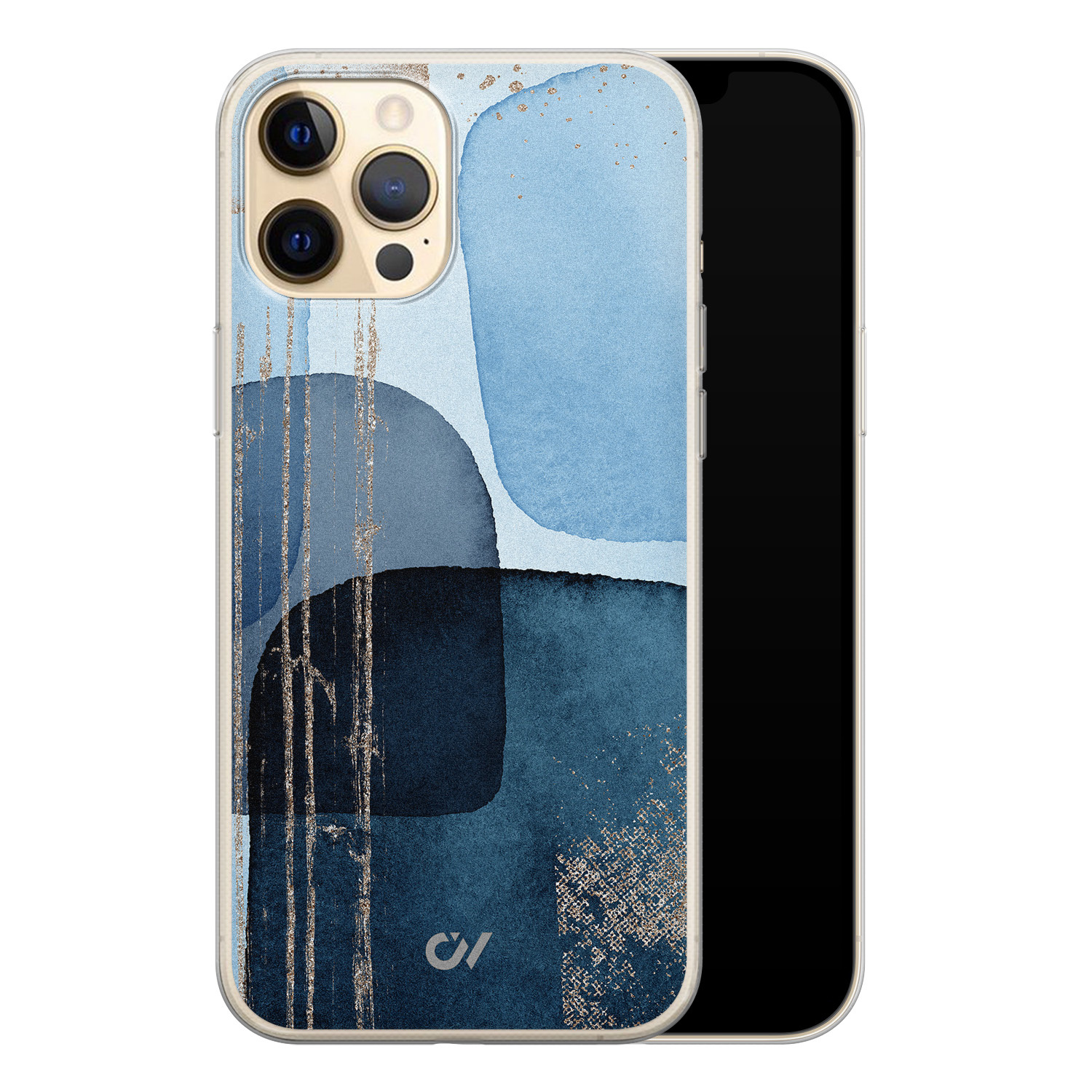 Casevibes iPhone 12 (Pro) hoesje siliconen - Blue Abstract Shapes