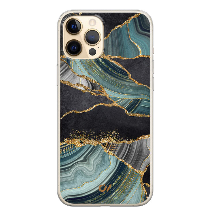 Casevibes iPhone 12 (Pro) hoesje siliconen - Marble Jade Stone