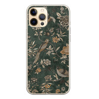 Casevibes iPhone 12 (Pro) hoesje siliconen - Khaki Golden Flowers