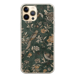 Casevibes iPhone 12 (Pro) hoesje siliconen - Khaki Golden Flowers