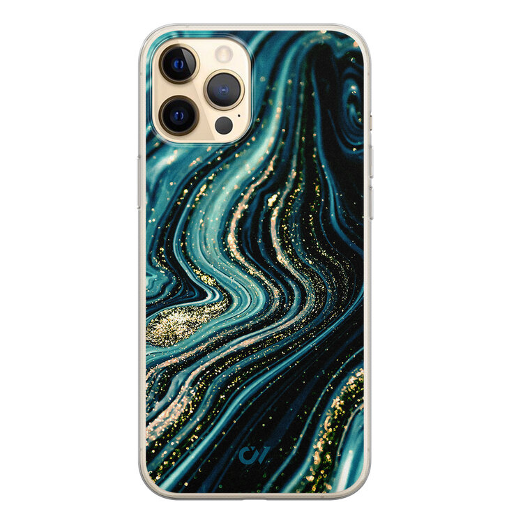 Casevibes iPhone 12 (Pro) hoesje siliconen - Blue Marble Waves