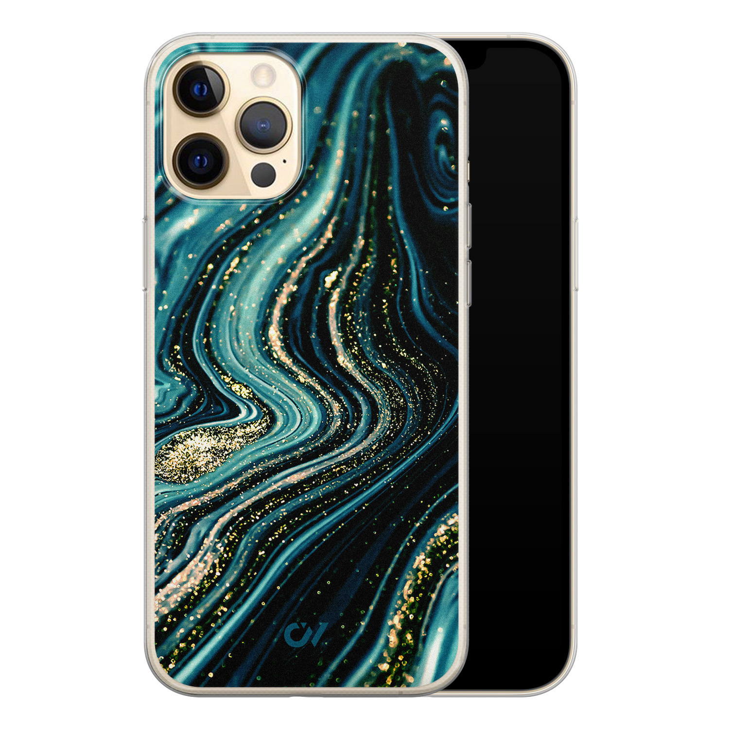 Casevibes iPhone 12 (Pro) hoesje siliconen - Blue Marble Waves