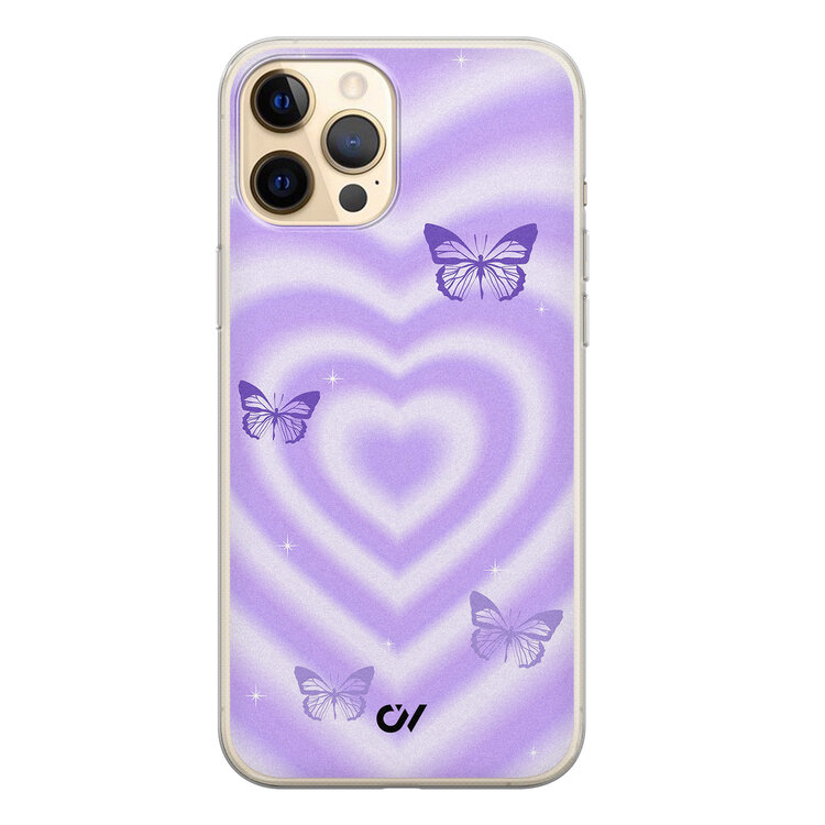 Casevibes iPhone 12 (Pro) hoesje siliconen - Retro Hart Vlinder