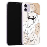 Casevibes iPhone 11 hoesje siliconen - Line Art Girl