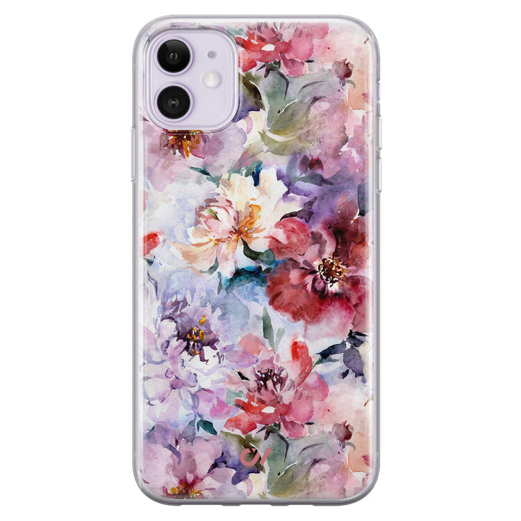 Casevibes iPhone 11 hoesje siliconen - Bloemen Acryl