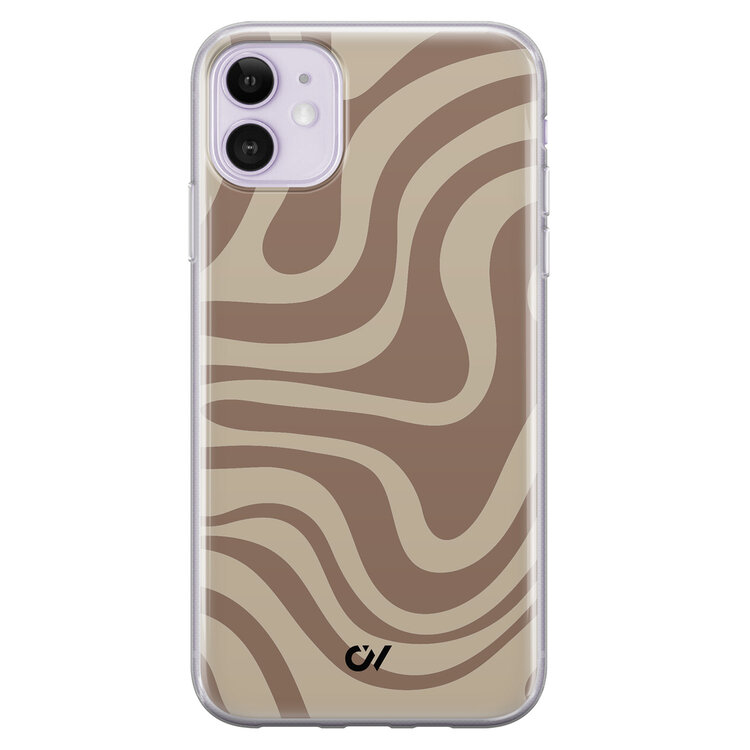 Casevibes iPhone 11 hoesje siliconen - Brown Abstract Waves