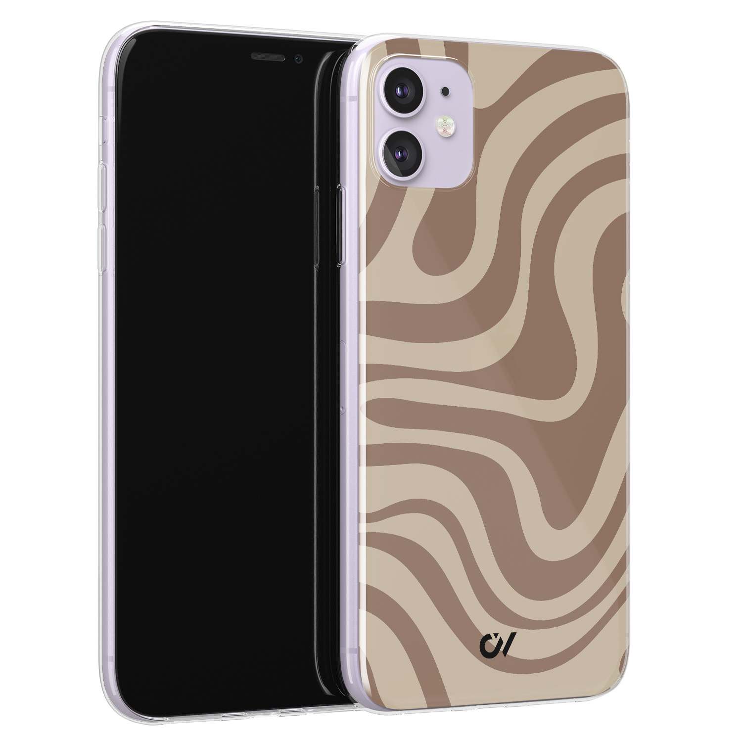 Casevibes iPhone 11 hoesje siliconen - Brown Abstract Waves