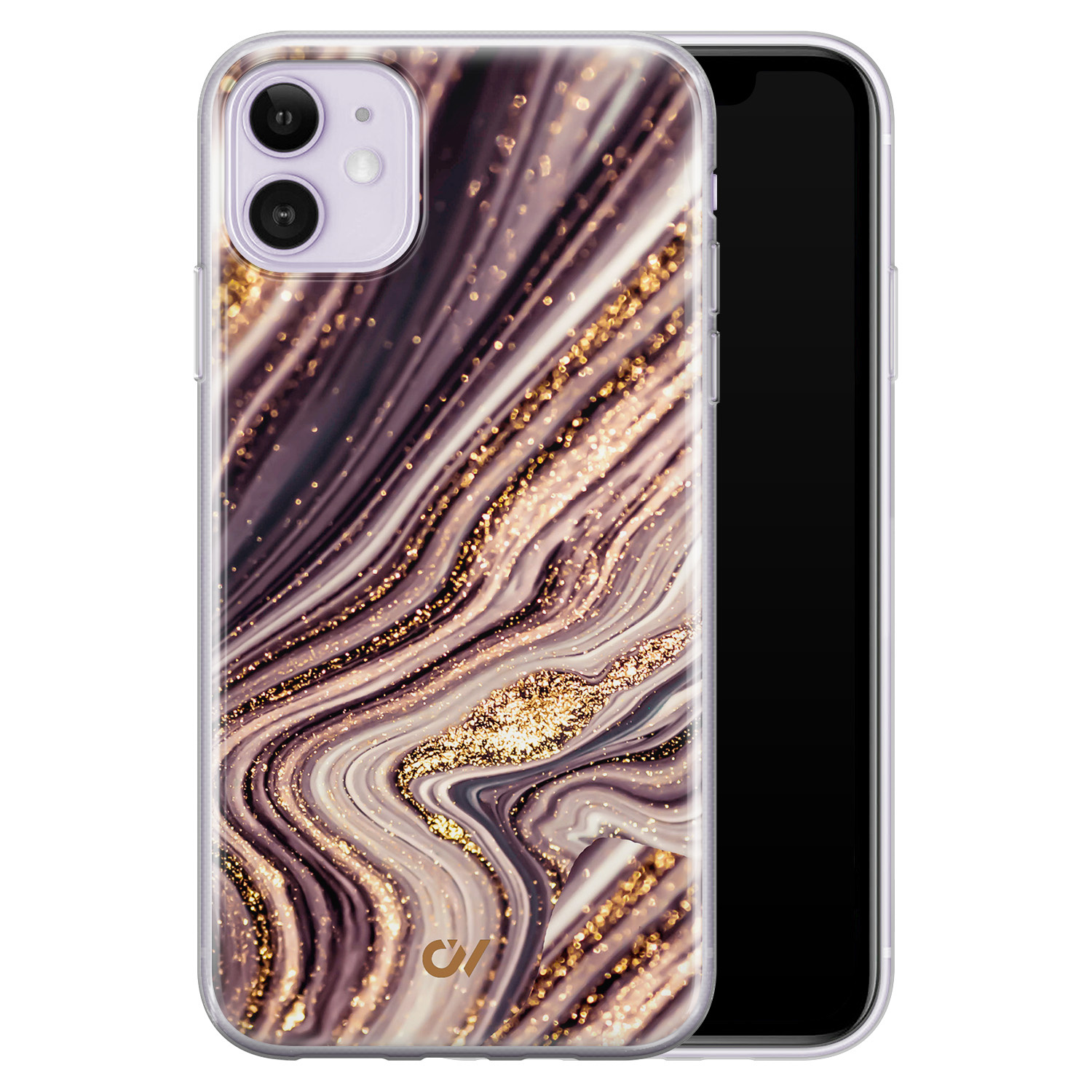 Casevibes iPhone 11 hoesje siliconen - Golden Pink Marble