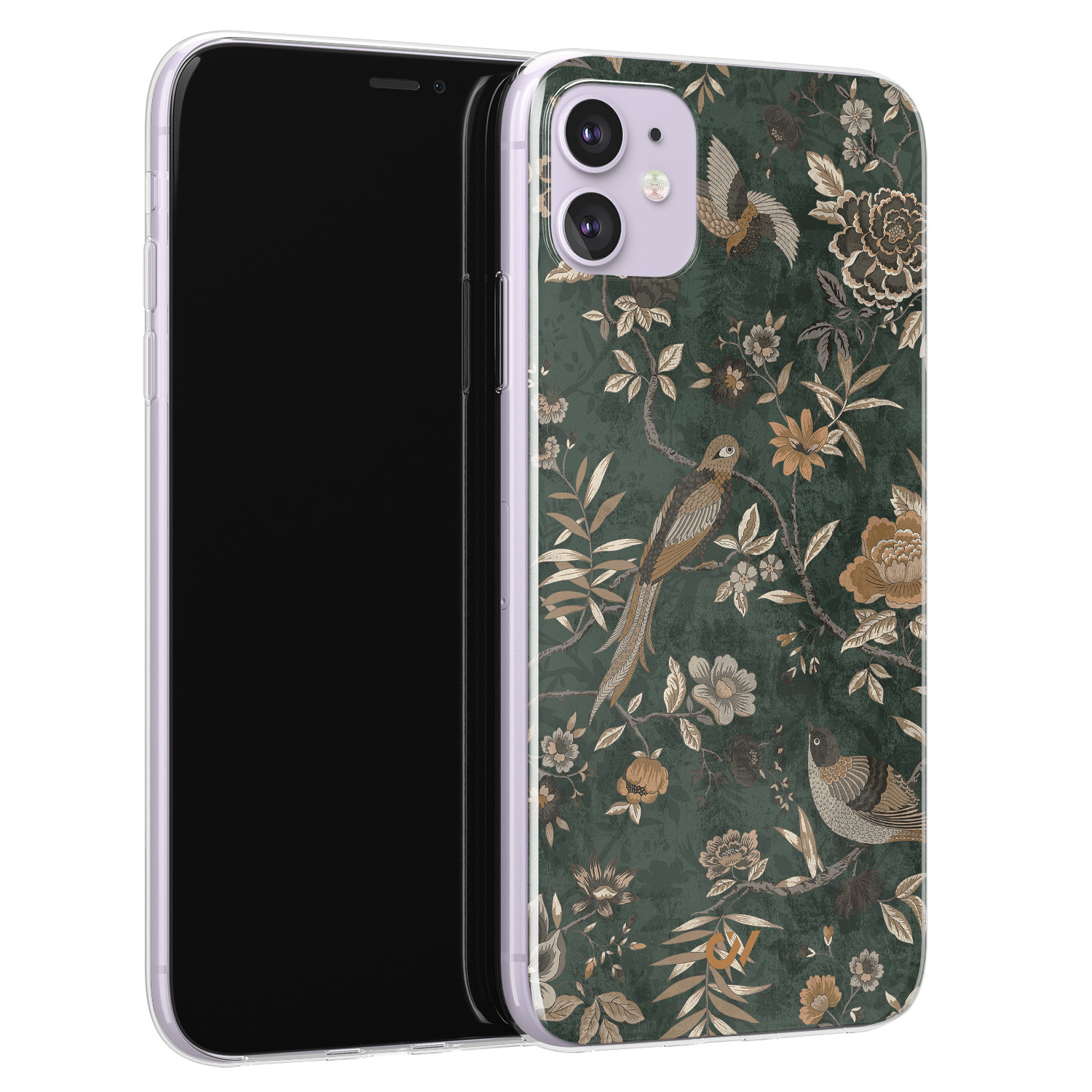 Casevibes iPhone 11 hoesje siliconen - Khaki Golden Flowers