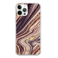 Casevibes iPhone 12 Pro Max hoesje siliconen - Golden Pink Marble