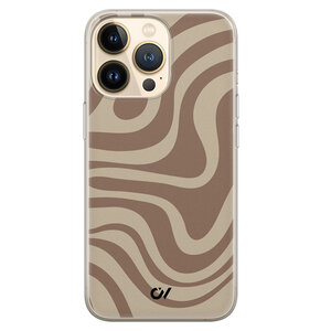 Casevibes iPhone 13 Pro hoesje siliconen - Brown Abstract Waves