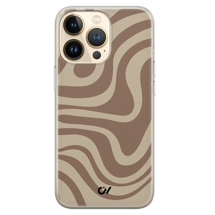 Casevibes iPhone 13 Pro hoesje siliconen - Brown Abstract Waves