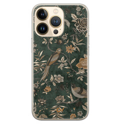 Casevibes iPhone 13 Pro hoesje siliconen - Khaki Golden Flowers
