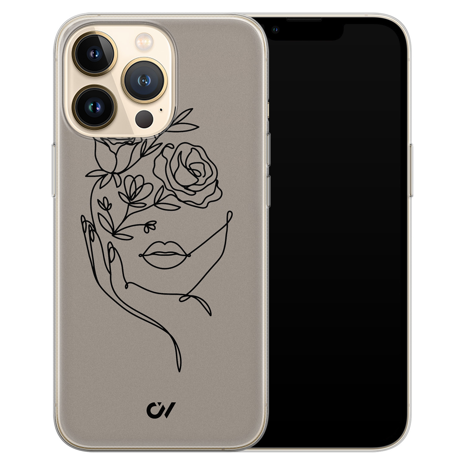 Casevibes iPhone 13 Pro hoesje siliconen - Oneline Face Flower