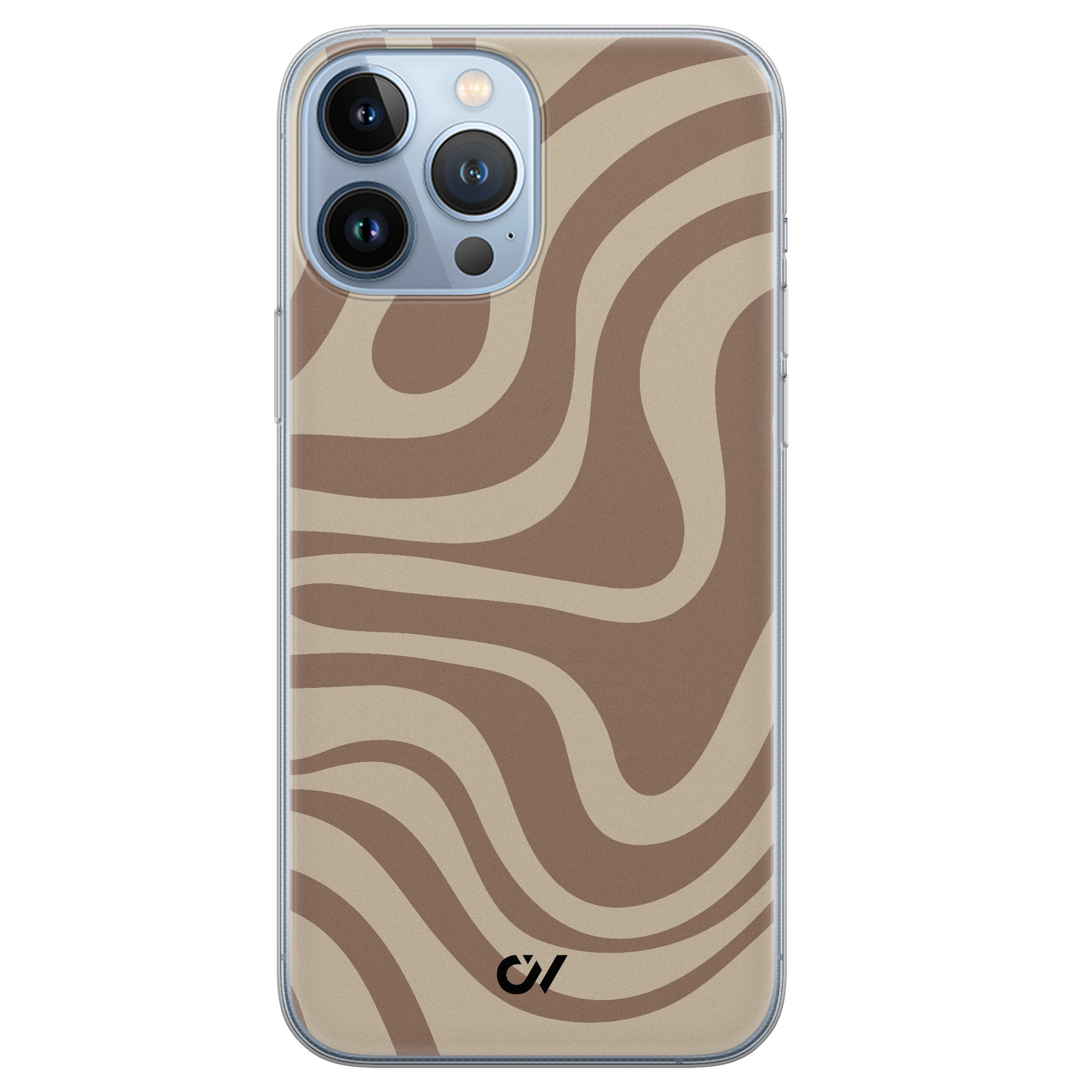 Casevibes iPhone 13 Pro Max hoesje siliconen - Brown Abstract Waves