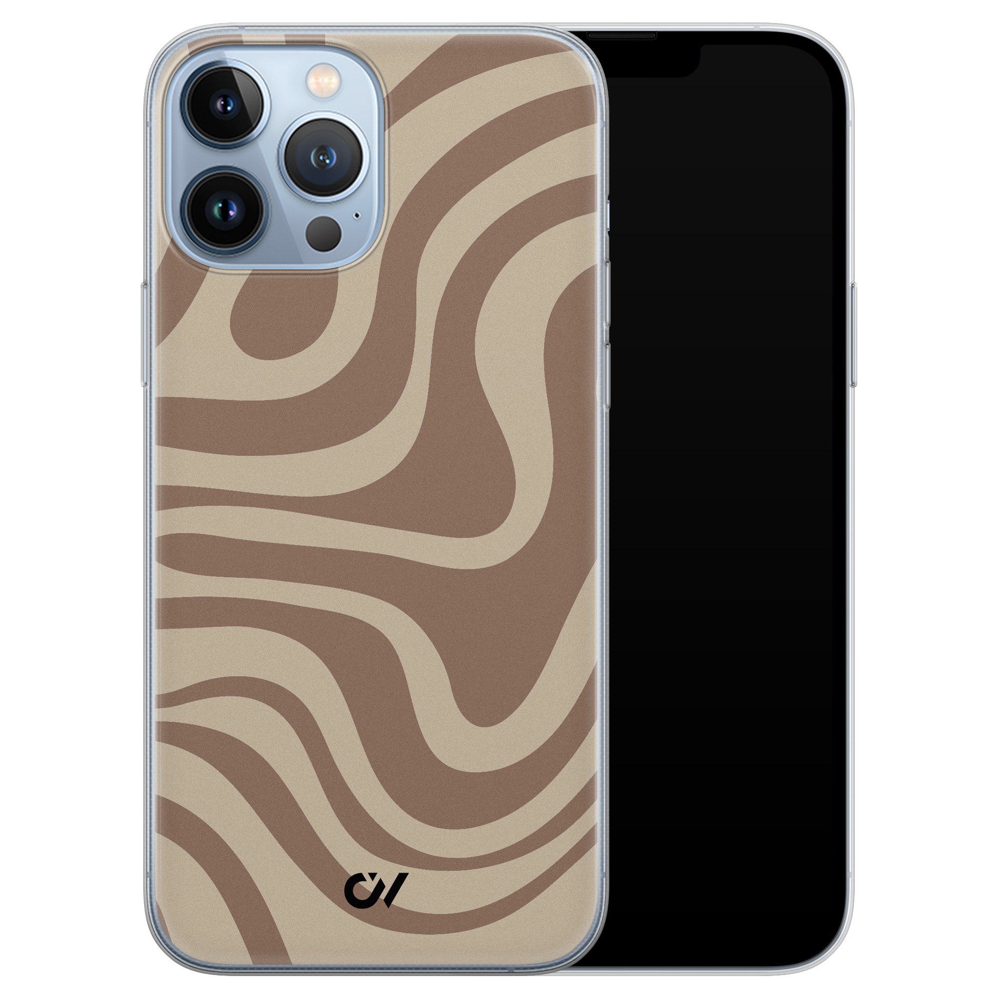 Casevibes iPhone 13 Pro Max hoesje siliconen - Brown Abstract Waves