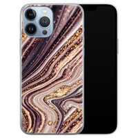 Casevibes iPhone 13 Pro Max hoesje siliconen - Golden Pink Marble
