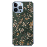 Casevibes iPhone 13 Pro Max hoesje siliconen - Khaki Golden Flowers