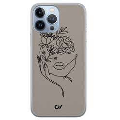 Casevibes iPhone 13 Pro Max hoesje siliconen - Oneline Face Flower