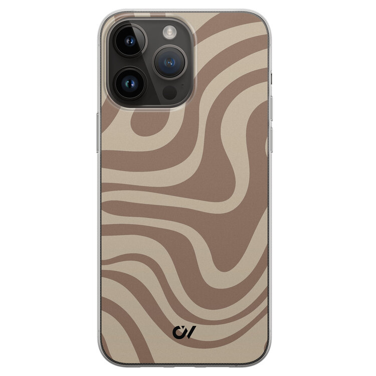 Casevibes iPhone 14 Pro Max hoesje siliconen - Brown Abstract Waves
