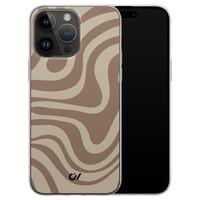 Casevibes iPhone 14 Pro Max hoesje siliconen - Brown Abstract Waves