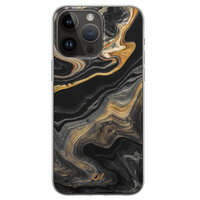 Casevibes iPhone 14 Pro Max hoesje siliconen - Marble Golden Black