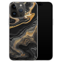 Casevibes iPhone 14 Pro Max hoesje siliconen - Marble Golden Black