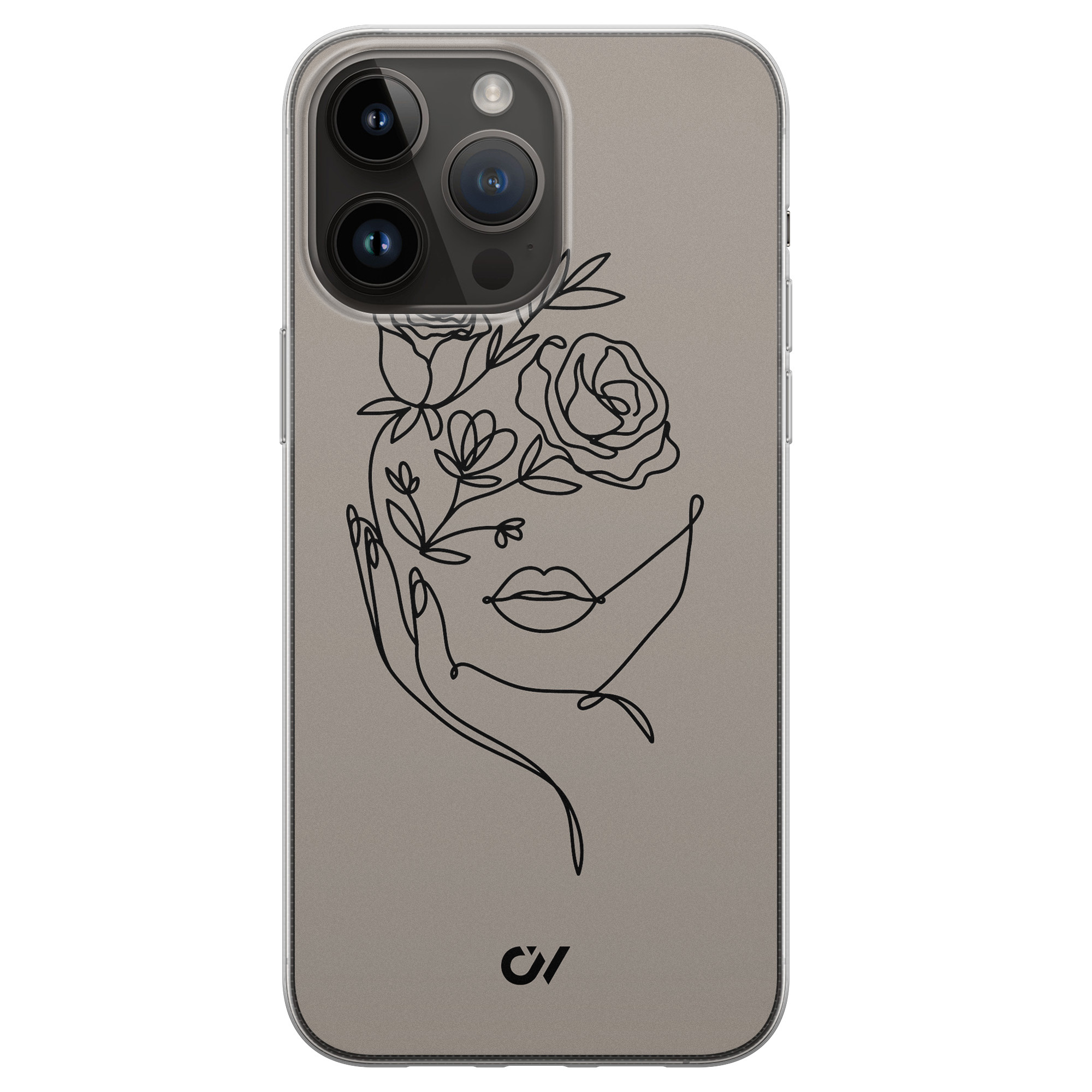 Casevibes iPhone 14 Pro Max hoesje siliconen - Oneline Face Flower