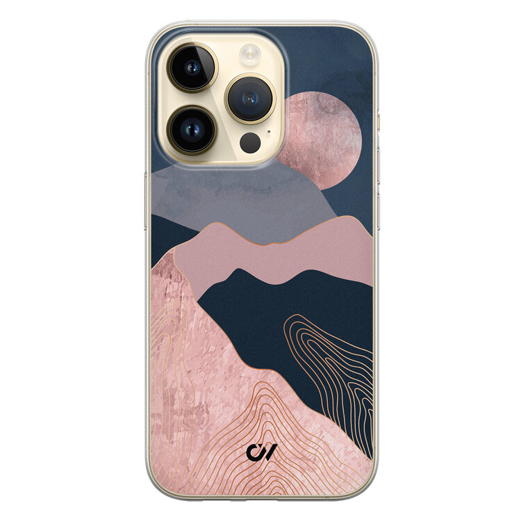 Casevibes iPhone 14 Pro hoesje siliconen - Landscape Rosegold