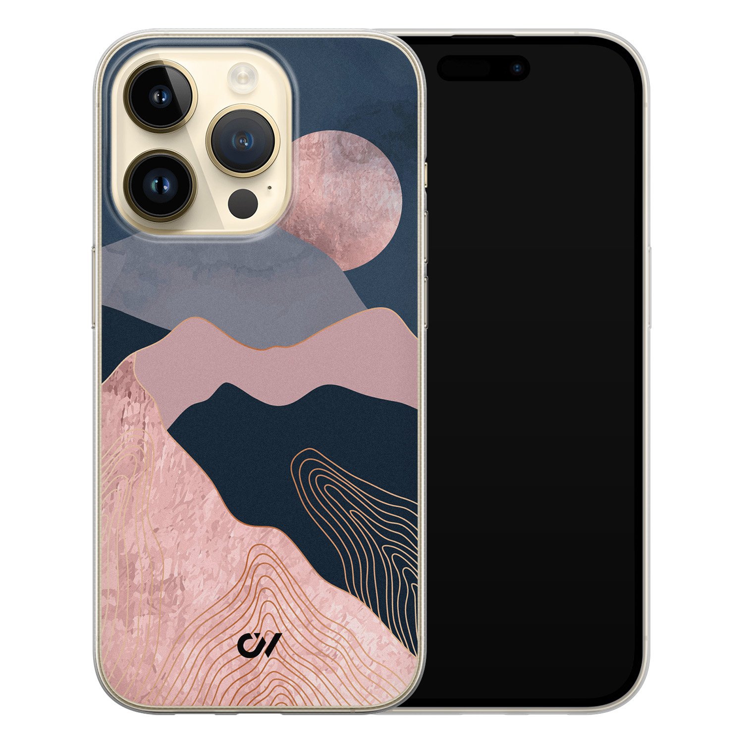 Casevibes iPhone 14 Pro hoesje siliconen - Landscape Rosegold