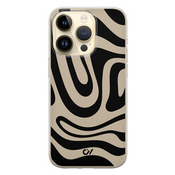 Casevibes iPhone 14 Pro hoesje siliconen - Abstract Black Waves