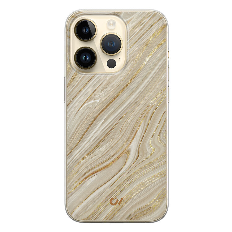 Casevibes iPhone 14 Pro hoesje siliconen - Golden Marble