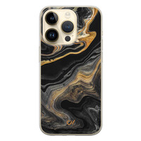 Casevibes iPhone 14 Pro hoesje siliconen - Marble Golden Black