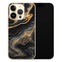 Casevibes iPhone 14 Pro hoesje siliconen - Marble Golden Black