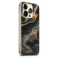 Casevibes iPhone 14 Pro hoesje siliconen - Marble Golden Black