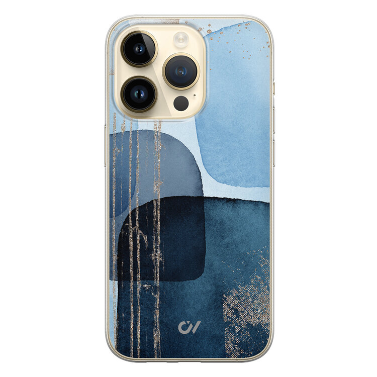 Casevibes iPhone 14 Pro hoesje siliconen - Blue Abstract Shapes