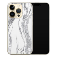 Casevibes iPhone 14 Pro hoesje siliconen - Marble Ivory
