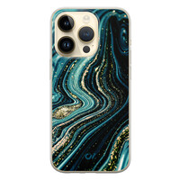 Casevibes iPhone 14 Pro hoesje siliconen - Blue Marble Waves